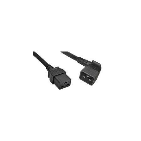 Cable Wholesale Heavy Duty Server Power Extension Cord, Black, C20(Right Angle) to C19, 12AWG/3C, 20 Amp, 3 foot 10W3-41503